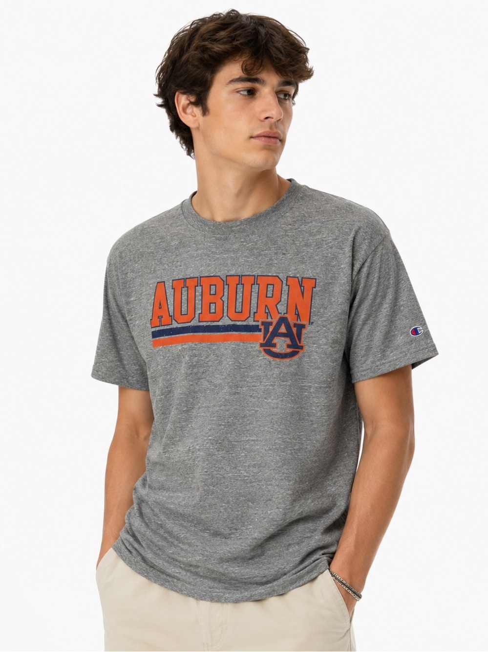 Auburn University Tigers Champion Heathered Grey T-Shirt Size XL